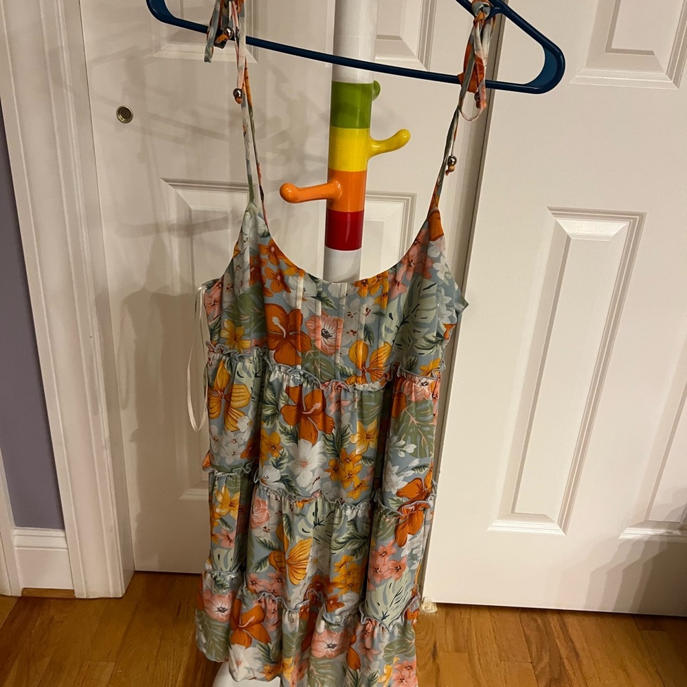 Forever 21 Floral Mini Dress - Orange and Blue